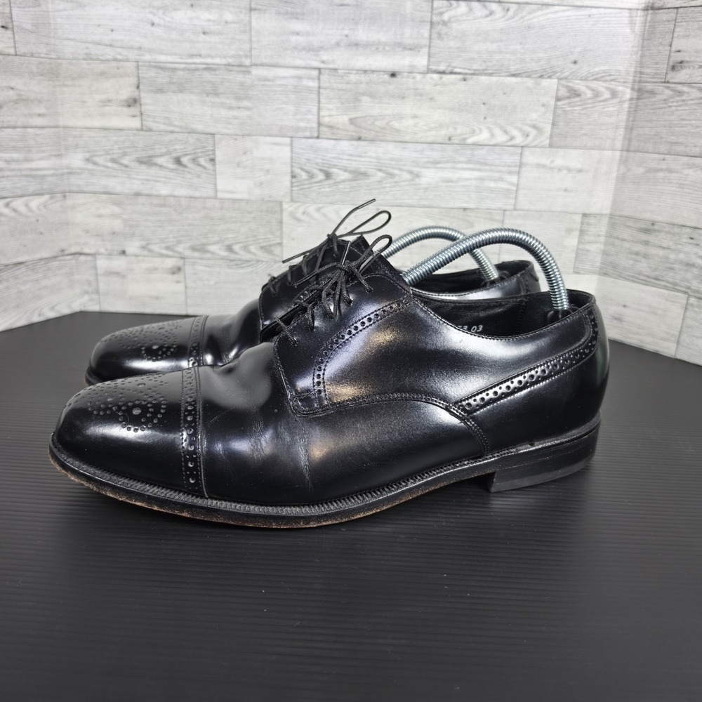 Florsheim Lace Up Black Leather Wing Tip Dress Shoes 11.5 3E